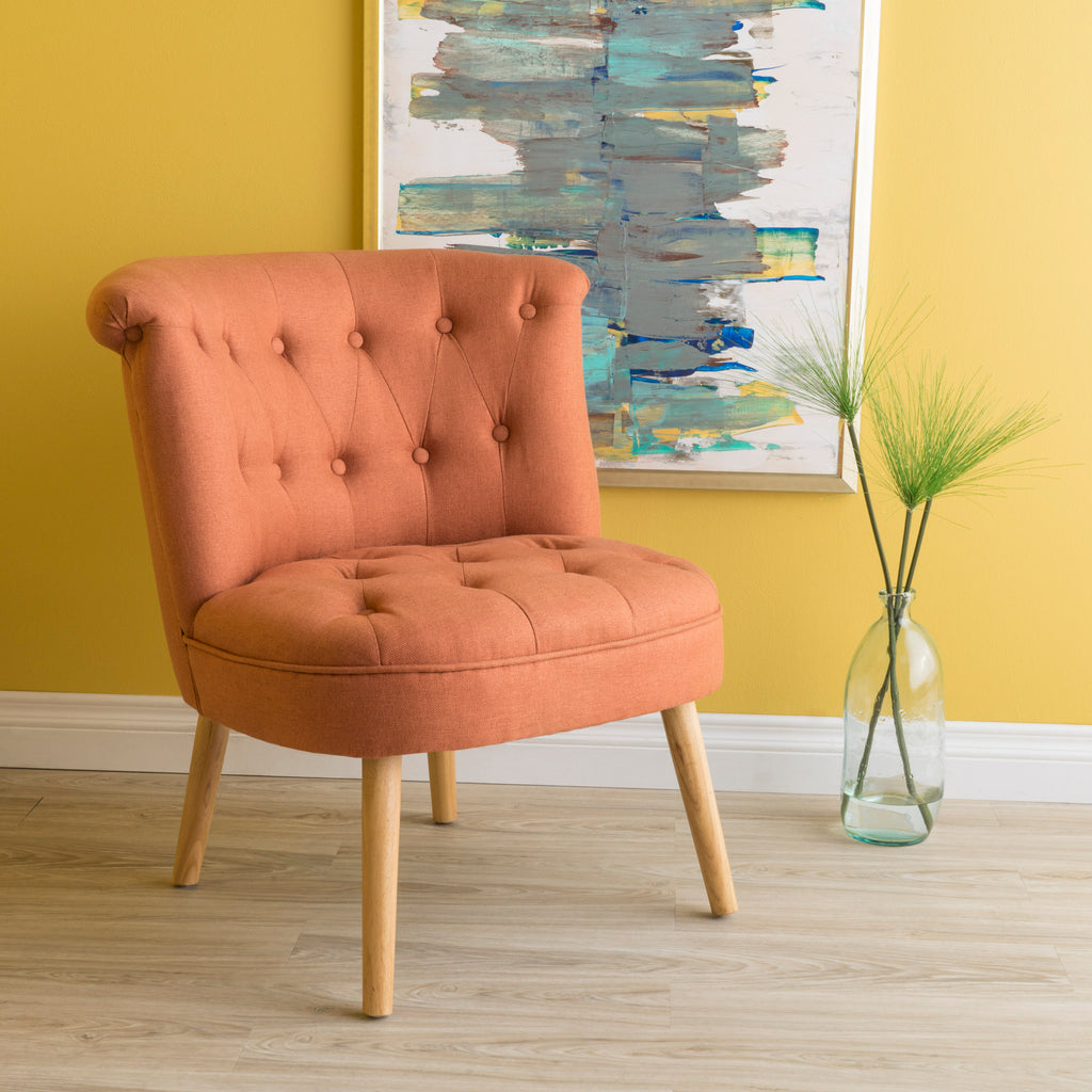 Noble House Cicely Orange Fabric Tufted Chair