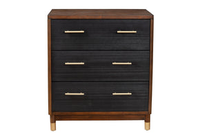 Alpine Furniture Belham 3 Drawer Small Chest 1971-04 Two Tone - Dark Walnut & Black Mahogany Solids & Veneer 30 x 18 x 34.5