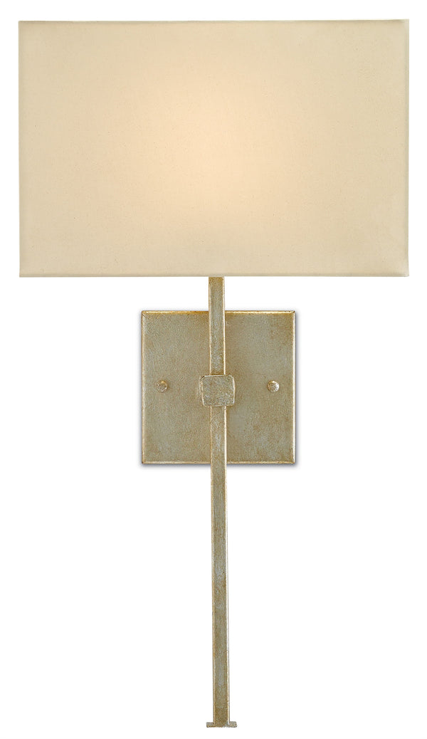 Ashdown Silver Wall Sconce - Vintage Elegance with Champagne Silk Shade, ADA Compliant Fixture
