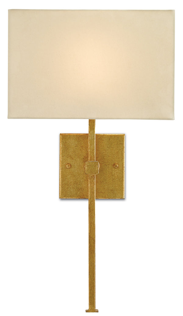Ashdown Antique Gold Wall Sconce - Vintage-Inspired Design with Champagne Silk Shade & ADA Compliant