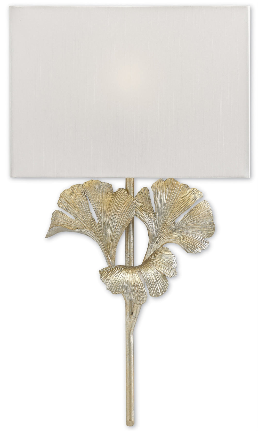 Gingko Silver Wall Sconce - Botanical-Inspired Design, Distressed Silver Leaf Finish, ADA Compliant