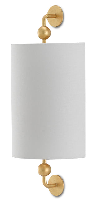 Tavey Gold Wall Sconce - Elegant Off-White Linen Shade with Tiny Globes, ADA Compliant Design