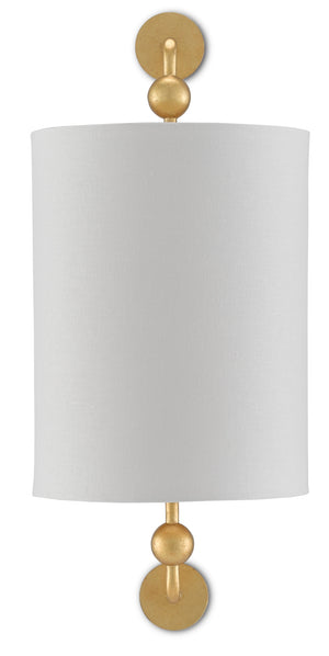 Tavey Gold Wall Sconce - Elegant Off-White Linen Shade with Tiny Globes, ADA Compliant Design
