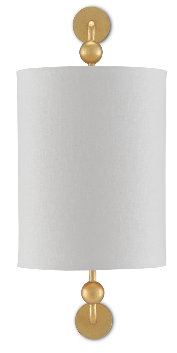 Tavey Gold Wall Sconce - Elegant Off-White Linen Shade with Tiny Globes, ADA Compliant Design