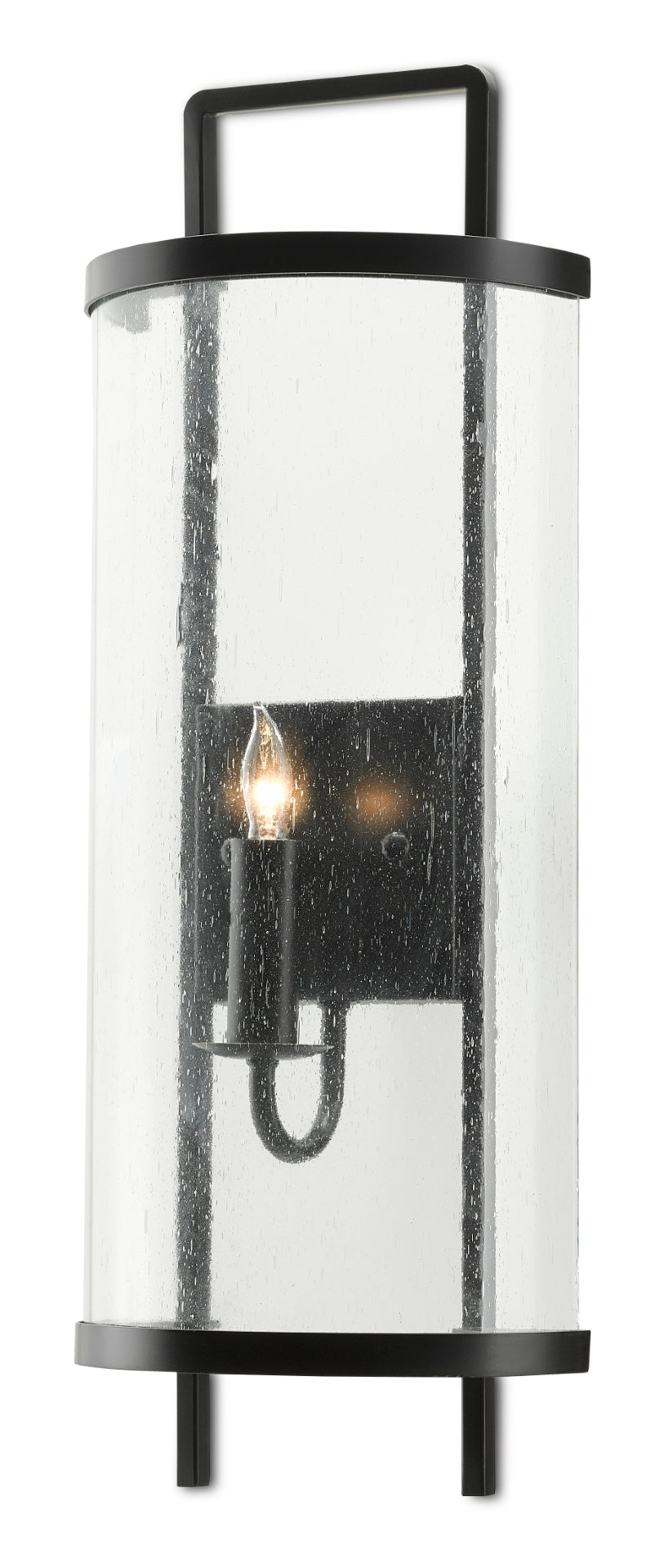 Breakspear Wall Sconce - Antique Black Metal Fixture with Seeded Glass, ADA Compliant and Damp Rated