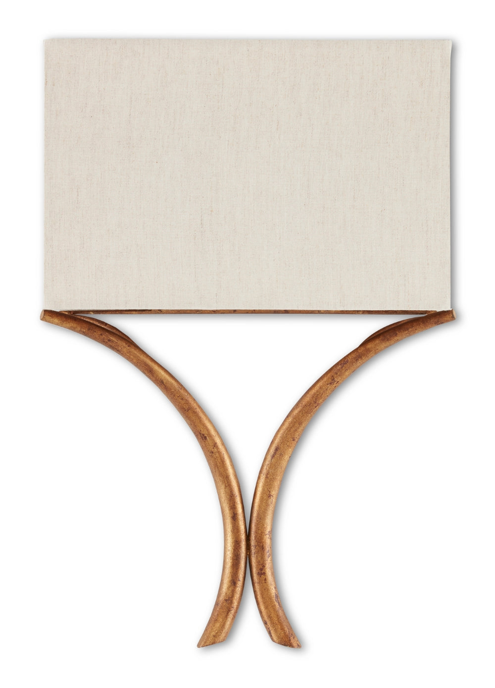 Cornwall Gold Wall Sconce - Elegant Wrought Iron Wishbone Design with Natural Linen Shade, ADA Compliant