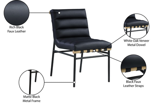Burke Faux Leather / Iron / Oak Veneer / Foam / Plate Contemporary Black Faux Leather Dining Chair - 19" W x 25.5" D x 32.5" H