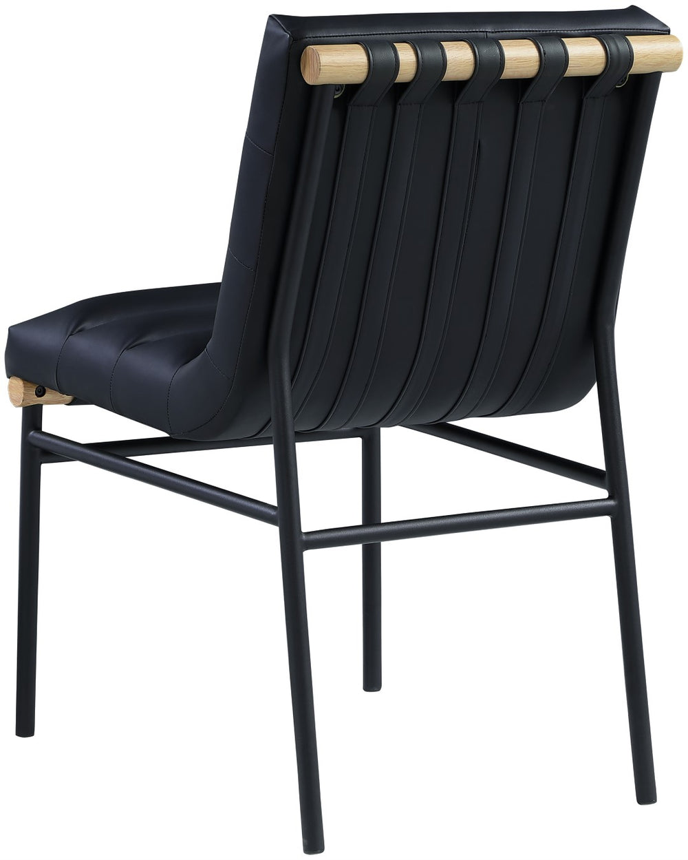 Burke Faux Leather / Iron / Oak Veneer / Foam / Plate Contemporary Black Faux Leather Dining Chair - 19" W x 25.5" D x 32.5" H