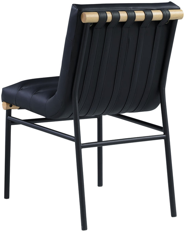 Burke Faux Leather / Iron / Oak Veneer / Foam / Plate Contemporary Black Faux Leather Dining Chair - 19" W x 25.5" D x 32.5" H