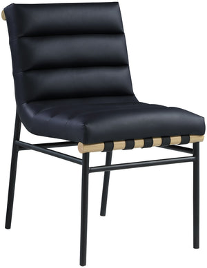 Burke Faux Leather / Iron / Oak Veneer / Foam / Plate Contemporary Black Faux Leather Dining Chair - 19" W x 25.5" D x 32.5" H