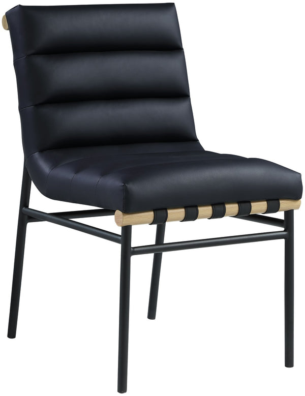 Burke Faux Leather / Iron / Oak Veneer / Foam / Plate Contemporary Black Faux Leather Dining Chair - 19" W x 25.5" D x 32.5" H