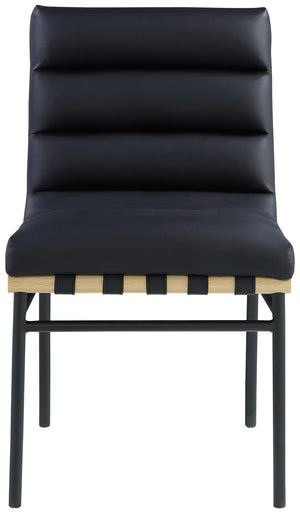 Burke Faux Leather / Iron / Oak Veneer / Foam / Plate Contemporary Black Faux Leather Dining Chair - 19" W x 25.5" D x 32.5" H