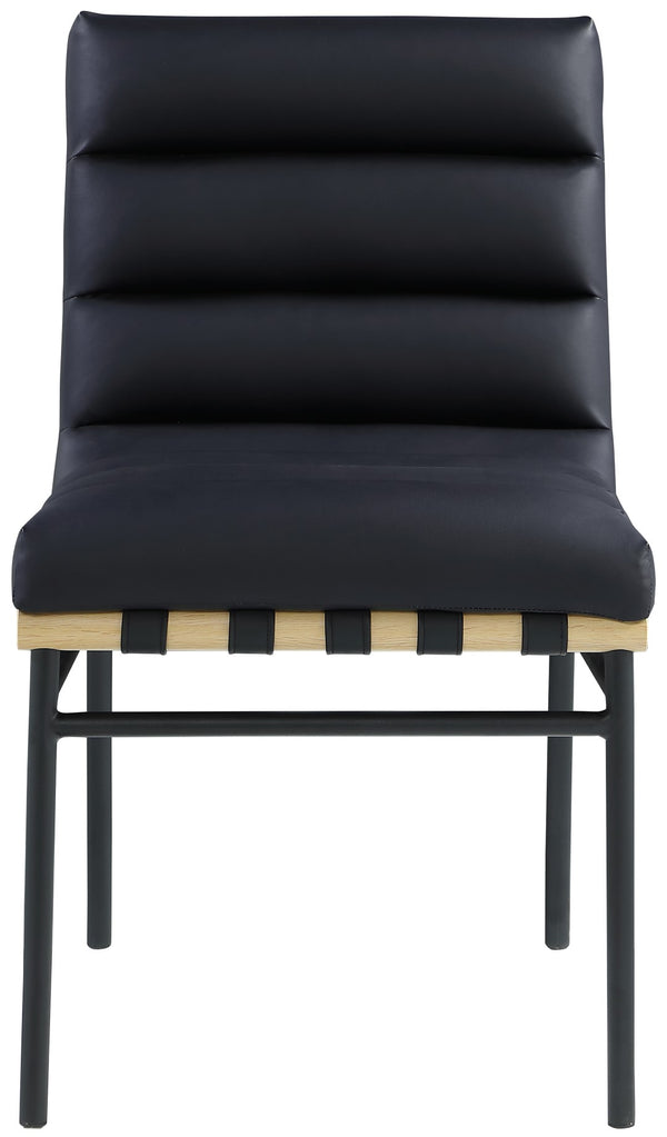 Burke Faux Leather / Iron / Oak Veneer / Foam / Plate Contemporary Black Faux Leather Dining Chair - 19" W x 25.5" D x 32.5" H