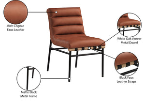 Burke Faux Leather / Iron / Oak Veneer / Foam / Plate Contemporary Cognac Faux Leather Dining Chair - 19" W x 25.5" D x 32.5" H
