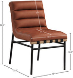 Burke Faux Leather / Iron / Oak Veneer / Foam / Plate Contemporary Cognac Faux Leather Dining Chair - 19" W x 25.5" D x 32.5" H