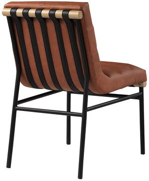 Burke Faux Leather / Iron / Oak Veneer / Foam / Plate Contemporary Cognac Faux Leather Dining Chair - 19" W x 25.5" D x 32.5" H