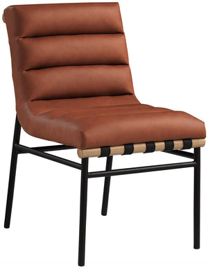 Burke Faux Leather / Iron / Oak Veneer / Foam / Plate Contemporary Cognac Faux Leather Dining Chair - 19" W x 25.5" D x 32.5" H