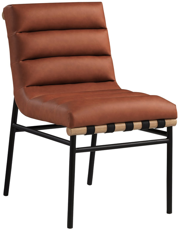 Burke Faux Leather / Iron / Oak Veneer / Foam / Plate Contemporary Cognac Faux Leather Dining Chair - 19" W x 25.5" D x 32.5" H