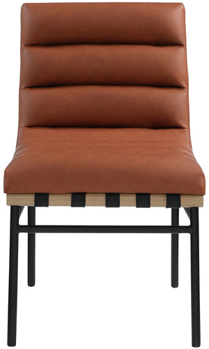 Burke Faux Leather / Iron / Oak Veneer / Foam / Plate Contemporary Cognac Faux Leather Dining Chair - 19" W x 25.5" D x 32.5" H