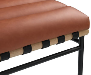 Burke Faux Leather / Iron / Oak Veneer / Foam / Plate Contemporary Cognac Faux Leather Dining Chair - 19" W x 25.5" D x 32.5" H