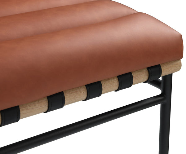 Burke Faux Leather / Iron / Oak Veneer / Foam / Plate Contemporary Cognac Faux Leather Dining Chair - 19" W x 25.5" D x 32.5" H