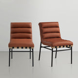 Burke Faux Leather / Iron / Oak Veneer / Foam / Plate Contemporary Cognac Faux Leather Dining Chair - 19" W x 25.5" D x 32.5" H