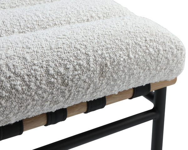 Burke Faux Leather / Boucle Fabric / Oak Veneer / Iron / Foam / Plate Contemporary Cream / Black Faux Leather Dining Chair - 19" W x 25.5" D x 32.5" H