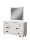 Alpine Furniture Flynn Mid Century Modern Mirror, White 966-W-06 White Mahogany Solids & Okoume Veneer 42 x 1 x 37