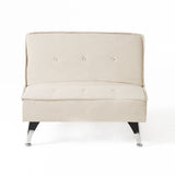 Noble House Gemma Modern Fabric Reclining Chair Ottoman, Mellow Ivory