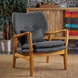 Noble House Haddie Mid Century Modern Dark Slate Fabric Club Chair