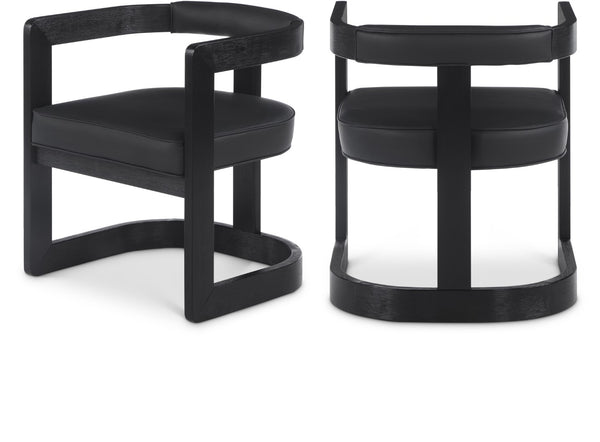 Manchester Faux Leather / Rubberwood / Foam Contemporary Black Faux Leather Dining Chair - 24" W x 22" D x 28" H