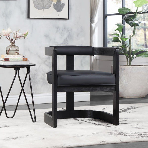 Manchester Faux Leather / Rubberwood / Foam Contemporary Black Faux Leather Dining Chair - 24" W x 22" D x 28" H