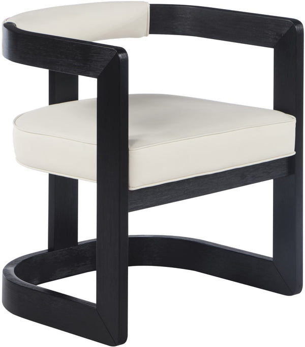 Manchester Faux Leather / Rubberwood / Foam Contemporary Cream Faux Leather Dining Chair - 24" W x 22" D x 28" H