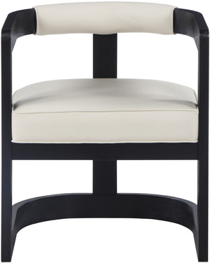 Manchester Faux Leather / Rubberwood / Foam Contemporary Cream Faux Leather Dining Chair - 24" W x 22" D x 28" H