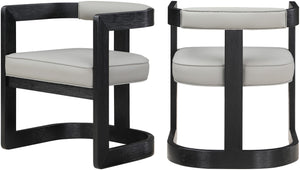 Manchester Faux Leather / Rubberwood / Foam Contemporary Grey Faux Leather Dining Chair - 24" W x 22" D x 28" H