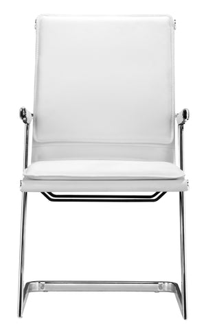 Zuo Modern Lider 100% Polyurethane, Steel Modern Commercial Grade Conference Chair Set - Set of 2 White, Silver 100% Polyurethane, Steel