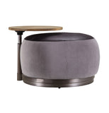 Decapree Industrial Ottoman Antique Slate TGL (Antique Slate Leather) • Gray Velvet (Gray Velvet) • METAL BASE] tbc (Matt Iron) 59271-ACME