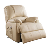 Ixora Contemporary Recliner with Power Lift & Massage Beige PU (Beige PU JT002) 59286-ACME