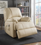 Ixora Contemporary Recliner with Power Lift & Massage Beige PU (Beige PU JT002) 59286-ACME