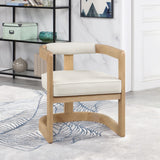 Manchester Faux Leather / Rubberwood / Foam Contemporary Cream Faux Leather Dining Chair - 24" W x 22" D x 28" H