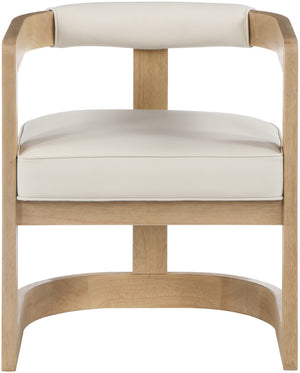 Manchester Faux Leather / Rubberwood / Foam Contemporary Cream Faux Leather Dining Chair - 24" W x 22" D x 28" H