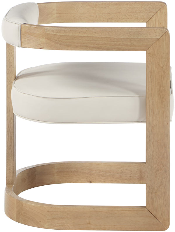 Manchester Faux Leather / Rubberwood / Foam Contemporary Cream Faux Leather Dining Chair - 24" W x 22" D x 28" H
