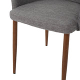 Zeila Mid Century Modern Light Grey Fabric Dining Chair with Dark Brown Wood Finished Metal Legs Noble House