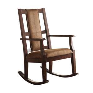 Butsea Transitional Rocking Chair Back/Seat: Brown Fabric (Brown#1) • Espresso (WA005) 59378-ACME