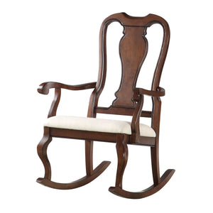 Sheim Transitional Rocking Chair Seat: Beige Fabric (cc tbc) • Cherry (CH008 Cherry from PI --. Qte had OK029) 59382-ACME