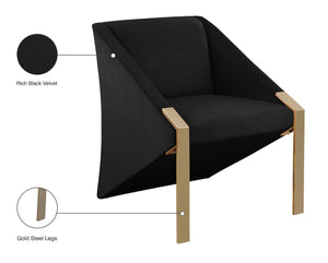 Rivet Velvet / Engineered Wood / Steel Contemporary Black Velvet Accent Chair - 25.5" W x 28" D x 32" H