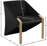 Rivet Velvet / Engineered Wood / Steel Contemporary Black Velvet Accent Chair - 25.5" W x 28" D x 32" H