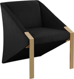 Rivet Velvet / Engineered Wood / Steel Contemporary Black Velvet Accent Chair - 25.5" W x 28" D x 32" H
