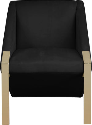 Rivet Velvet / Engineered Wood / Steel Contemporary Black Velvet Accent Chair - 25.5" W x 28" D x 32" H