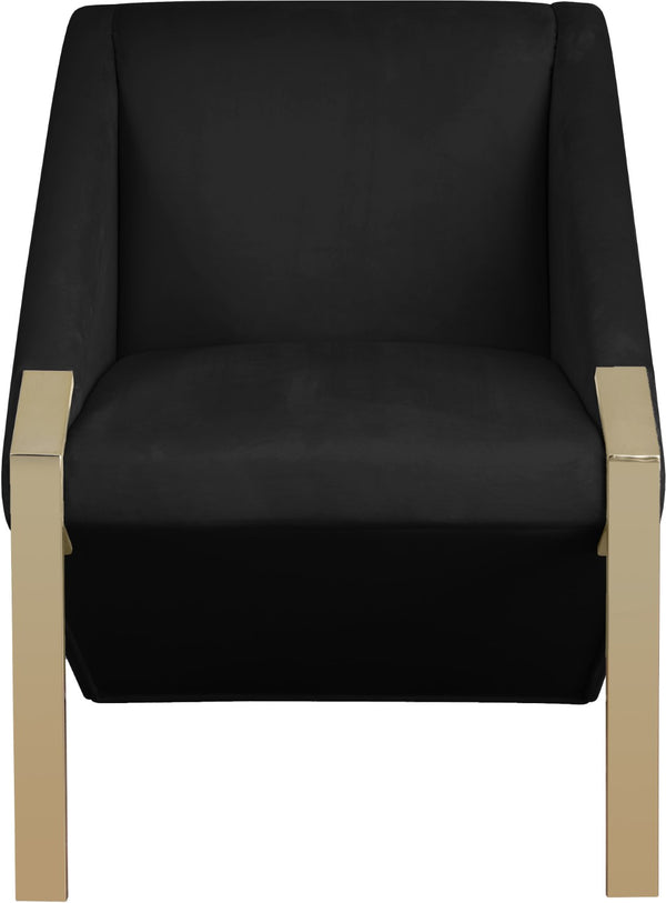Rivet Velvet / Engineered Wood / Steel Contemporary Black Velvet Accent Chair - 25.5" W x 28" D x 32" H